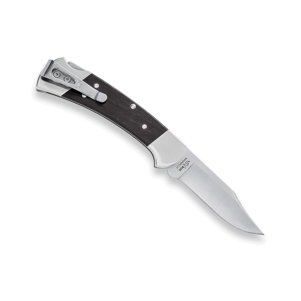 BUCK 112 112BRS20 SLIM RANGER HERITAGE ELITE FOLDING KNIFE 3" MAGNACUT PLAIN BLADE, EBONY WOOD HANDLES WITH NICKEL SILVER BOLSTERS, DEEP CARRY POCKET CLIP, LOCKBACK - 14528
