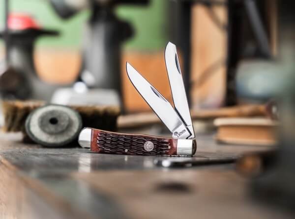 Boker Traditional Series 2.0 Trapper Jigged Brown Bone Handles 1095 Blade 4.25" Closed, Slipjoint (non-locking) - 110881