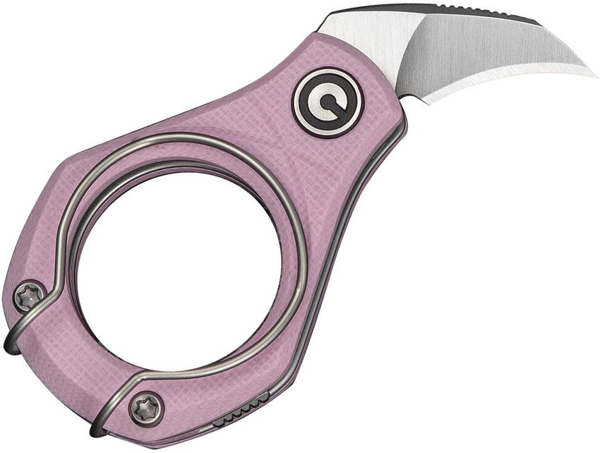 CIVIVI KNIVES OSTAP HEL PYRUS DOUBLE DETENT SLIPJOINT UTILITY FLIPPER KNIFE 0.65" 14C28N SATIN HAWKBILL BLADE, POWDER PINK G10 HANDLES, REVERSIBLE WIRE CLIP - C23038-5