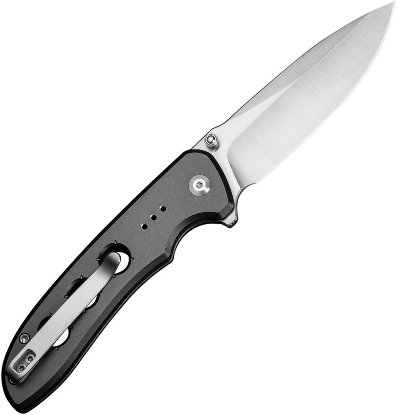 CIVIVI KNIVES HYPERPULSE BUTTON LOCK FLIPPER KNIFE 3.5" 14C28N SATIN DROP POINT BLADE, MILLED GRAY ALUMINUM HANDLES, REVERSIBLE CLIP - C23087A-3