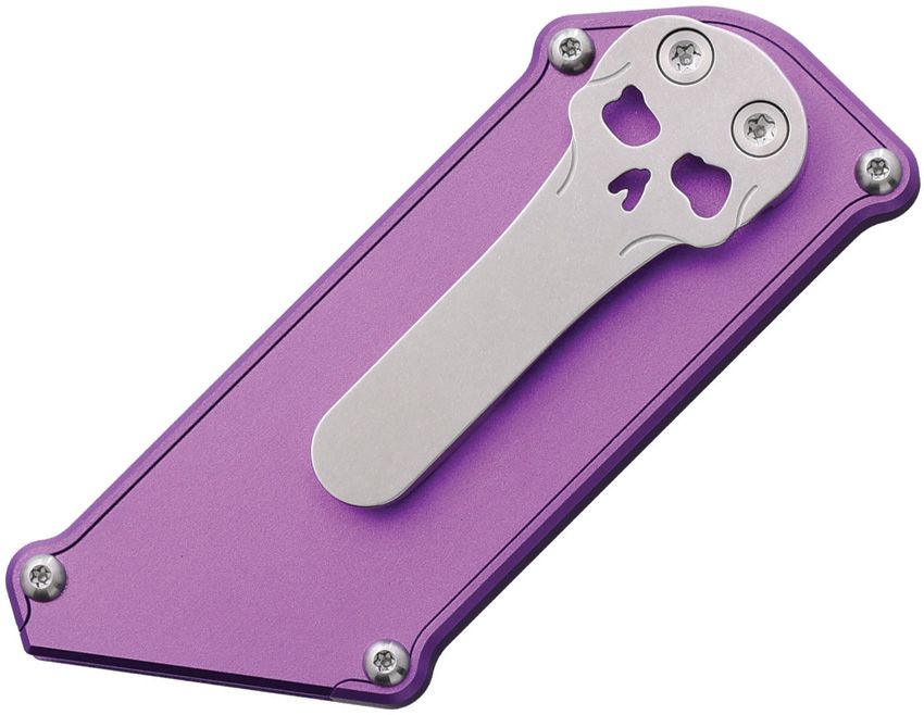 CHAVES KNIVES CHUB CHAVES HANDY UTILITY BLADE BLUE LABEL FOLDING SLIPPER KNIFE, STONEWASH REPLACEABLE RAZOR BLADE (1" CUTTING EDGE), PURPLE ALUMINUM HANDLES, SLIDE LOCK - CK-6C11-5B6F-6D7