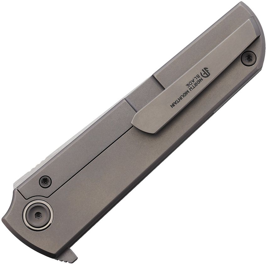 NORTH MOUNTAIN BLADE NMB2411KTHL LEE KICK STOP FRAMELOCK TI  – SLD‑ TANTO BLADE – GRAY STONEWASHED TITANIUM HANDLE – MADE IN CHINA