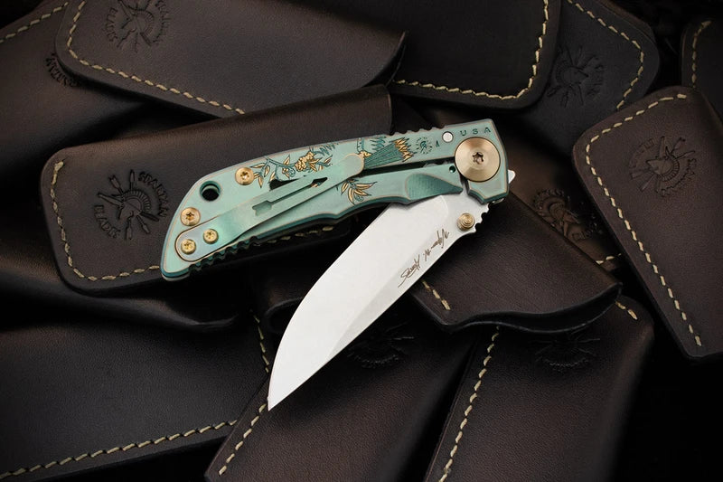 SPARTAN BLADES HARSEY FOLDER GOD AND COUNTRY SPECIAL EDITION SF5CUSTOM – SATIN MAGNACUT SPEAR POINT BLADE – ENGRAVED TI HANDLE – MADE IN USA