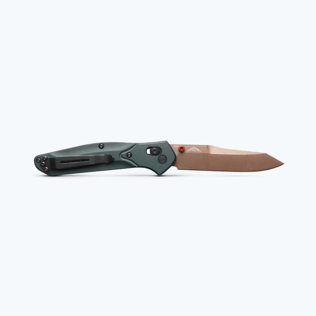 BENCHMADE 940FE-2601 OSBORNE TAIGA GREEN CPM-S90V STEEL BATTLEWASH FOLDING KNIFE.
