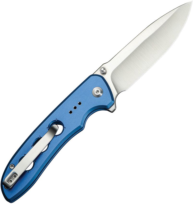 CIVIVI KNIVES HYPERPULSE BUTTON LOCK FLIPPER KNIFE 3.5" 14C28N SATIN DROP POINT BLADE, MILLED BLUE ALUMINUM HANDLES, REVERSIBLE CLIP - C23087A-2