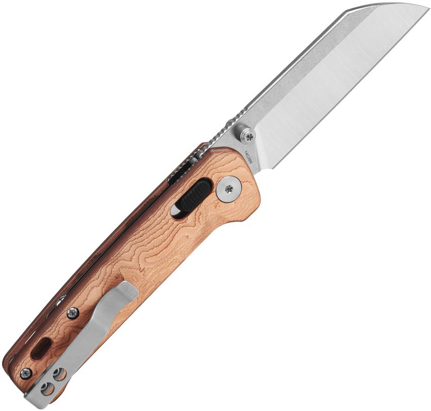 QSP KNIVES PENGUIN GLYDE LOCK FOLDING KNIFE 3.06" 14C28N TWO-TONE SHEEPSFOOT BLADE, COPPER FOIL G10 HANDLES, AXIS/CROSSBAR LOCK - QS130GL-F1