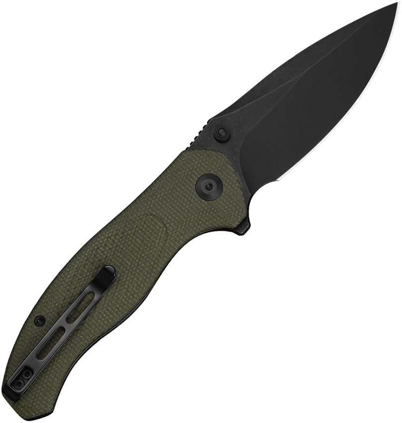 CIVIVI KNIVES VYRENT LINER LOCK FLIPPER KNIFE 3.48" NITRO-X7 BLACK STONEWASHED DROP POINT BLADE, CONTOURED MACHINED OLIVE CANVAS MICARTA HANDLES, REVERSIBLE CLIP - C25037-2