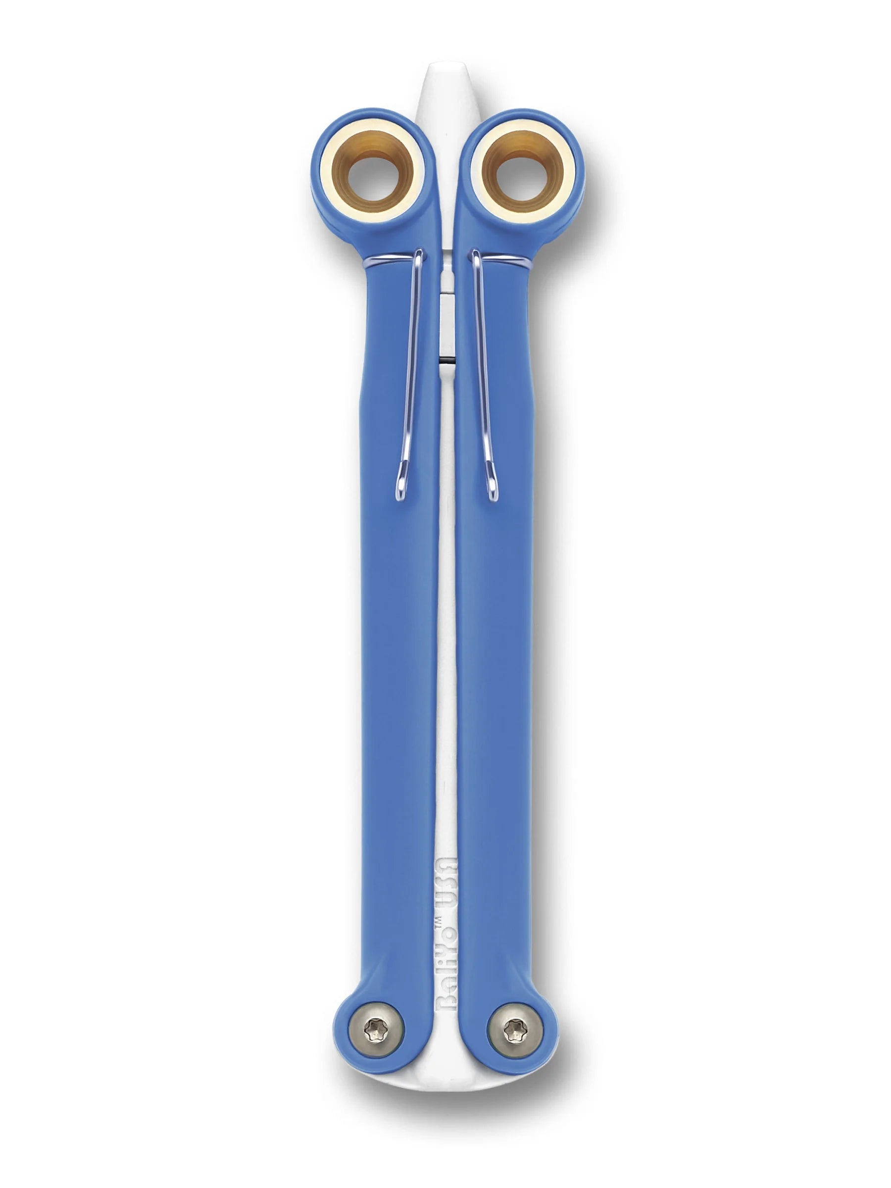 BALIYO FLIP PEN BY SPYDERCO, HEAVY-DUTY, BLUE/WHITE, USA MADE - YUS107