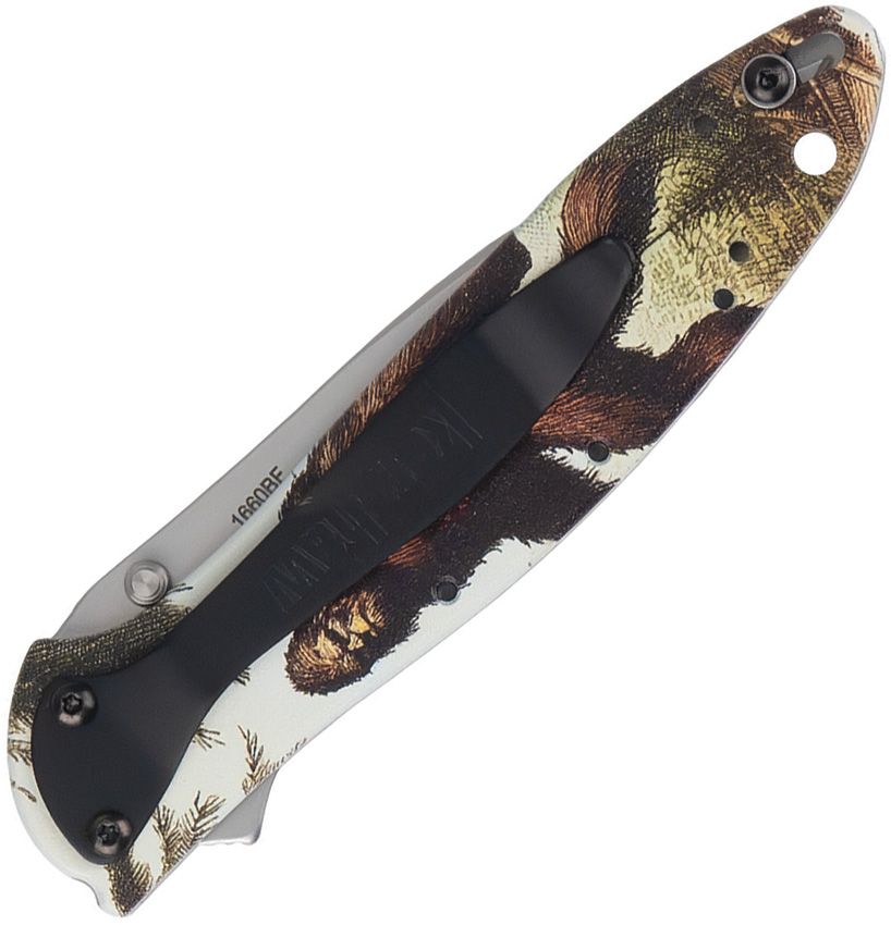 KERSHAW 1660BF KEN ONION LEEK CCI ASSISTED LINER LOCK FLIPPER KNIFE 3" 14C28N BEAD BLAST PLAIN BLADE, BIG FOOT ALUMINUM HANDLES