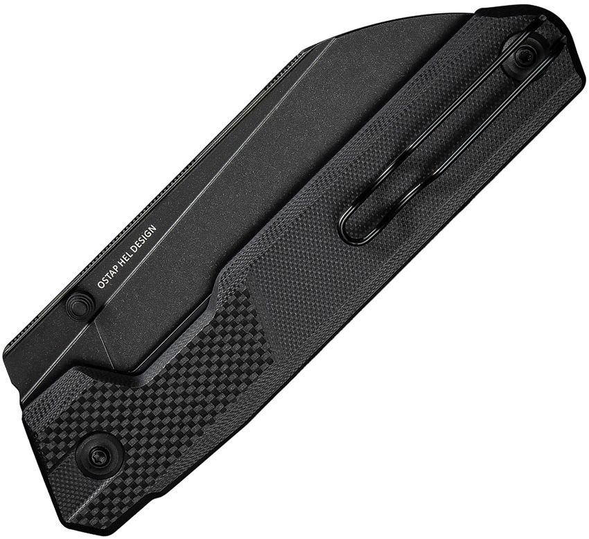 CIVIVI KNIVES OSTAP HEL HID NESTED LINER LOCK FOLDING KNIFE 4.14" 14C28N BLACK STONEWASHED REVERSE TANTO BLADE, BLACK G10 HANDLES - C23008-1