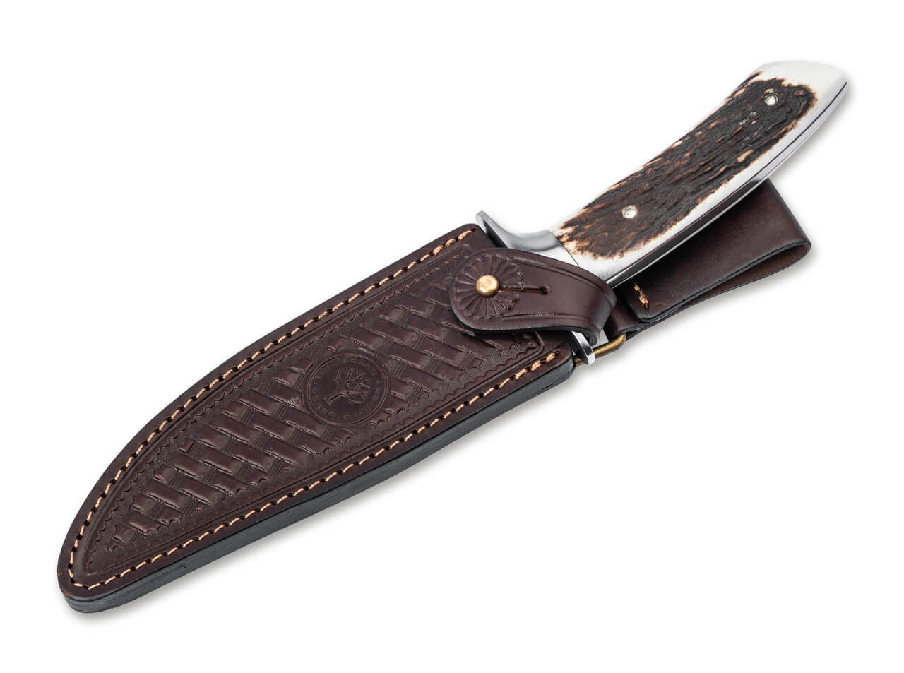 BOKER 02BA593HX ARBOLITO TORITO HX STAG HANDLE ACX390 STEEL FIXED BLADE KNIFE W/SHEATH.