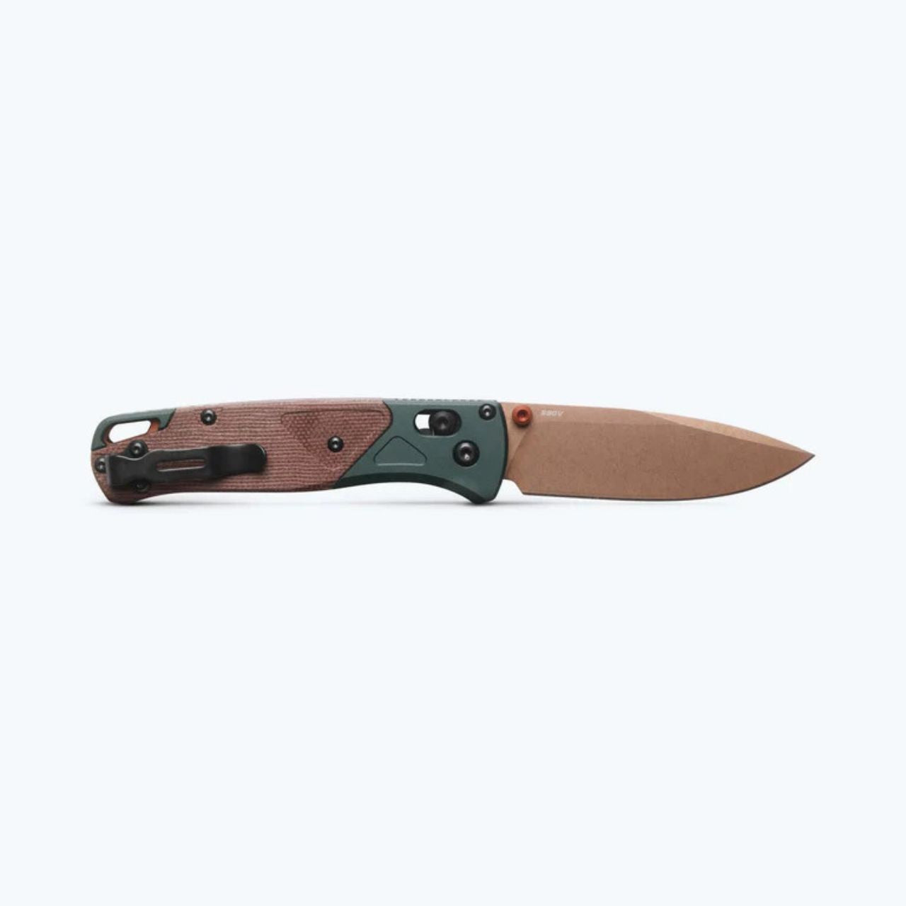 BENCHMADE 535FE-2602 BUGOUT TAIGA GREEN CPM-S90V STEEL BATTLEWASH FOLDING KNIFE.
