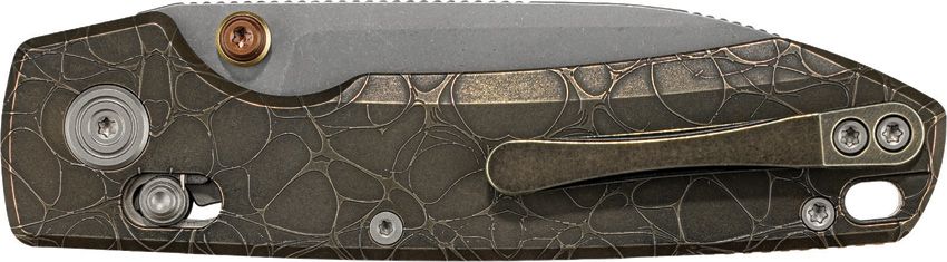 VOSTEED KNIVES RACCOON TISLIM CROSSBAR LOCK FOLDING KNIFE 3.18" S35VN ACID STONEWASHED DROP POINT BLADE, MILLED ACID WASH COPPER TITANIUM HANDLES - A4508