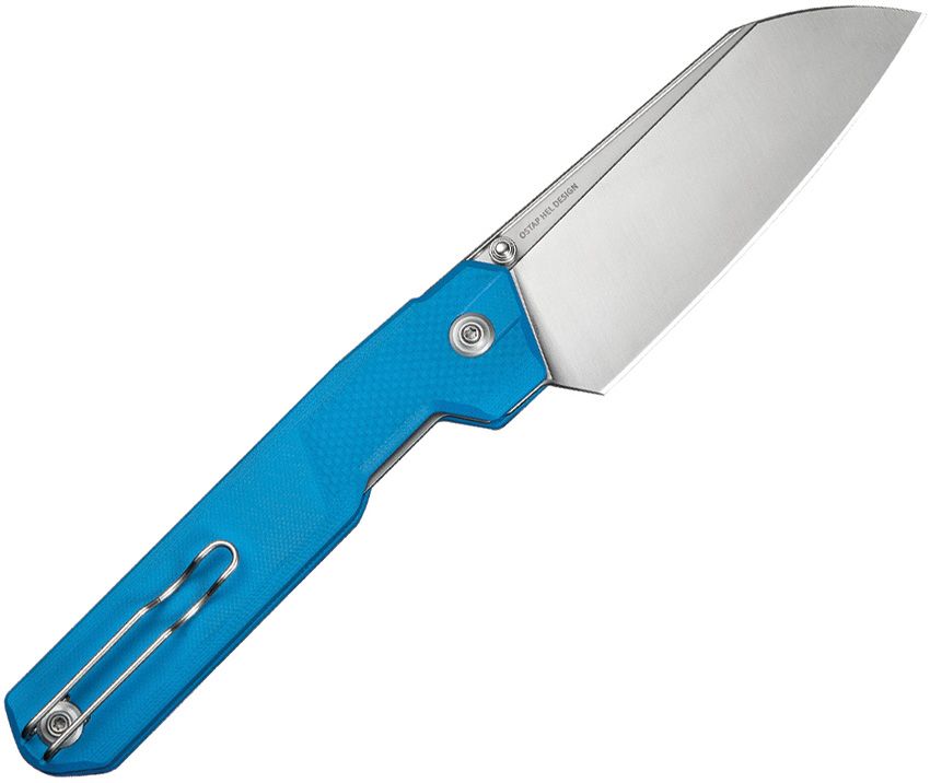 CIVIVI KNIVES OSTAP HEL HID NESTED LINER LOCK FOLDING KNIFE 4.14" 14C28N SATIN REVERSE TANTO BLADE, BLUE G10 HANDLES - C23008-5