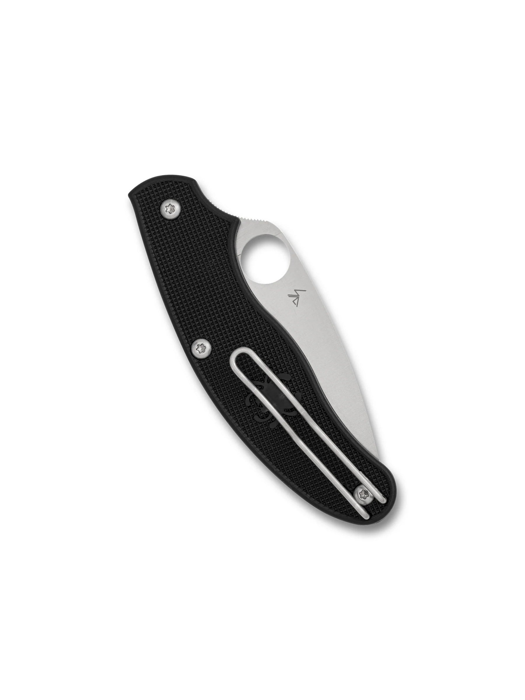 SPYDERCO UK PENKNIFE 3" PLAIN FULL FLAT GROUND CTS-BD1N LEAF BLADE, BLACK FRN HANDLES, SLIPJOINT (NON-LOCKING) - C94PBK