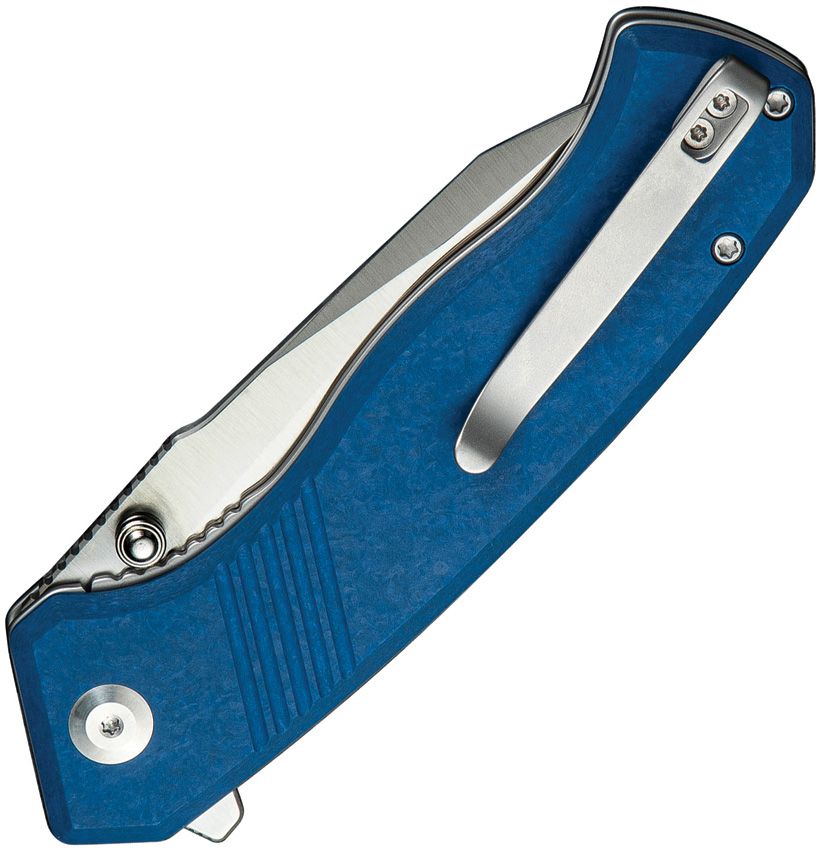 CIVIVI Knives Placoid Liner Lock Flipper Knife 3.67" 14C28N Satin Clip Point Blade, Shredded Blue G10 Handles, Reversible Clip - C23079-2