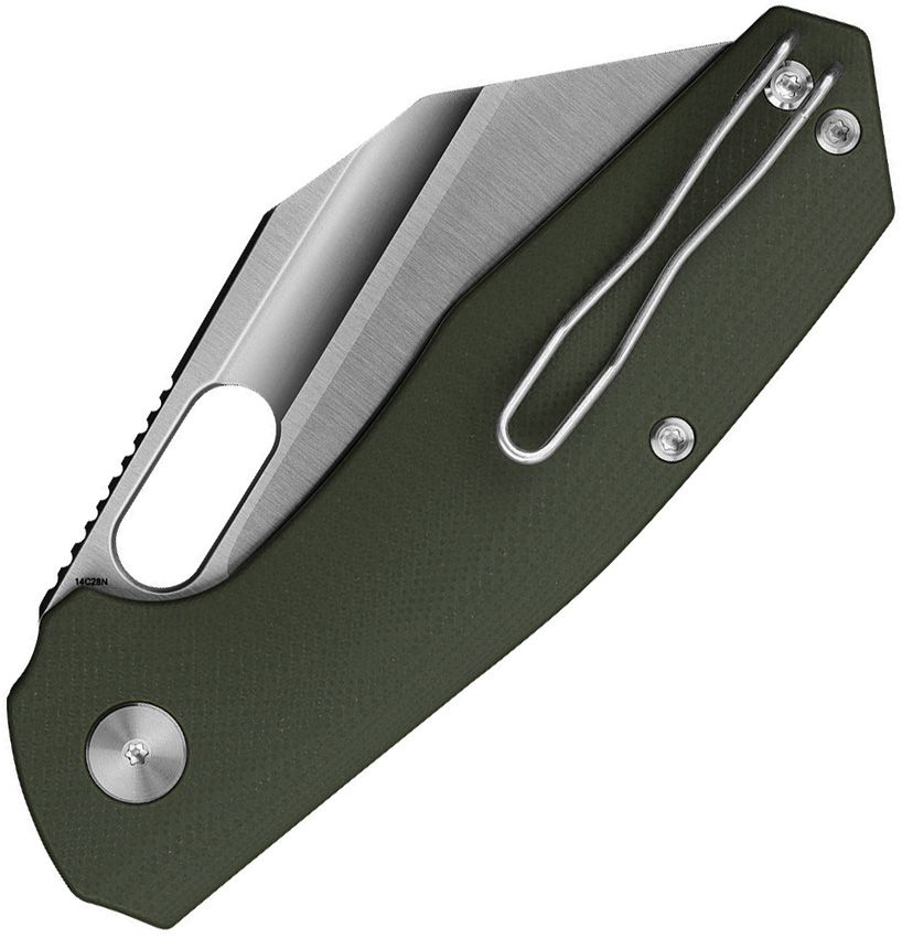 IRONFLY YOLO ARMY GREEN BUTTON LOCK FOLDING KNIFE 3.38