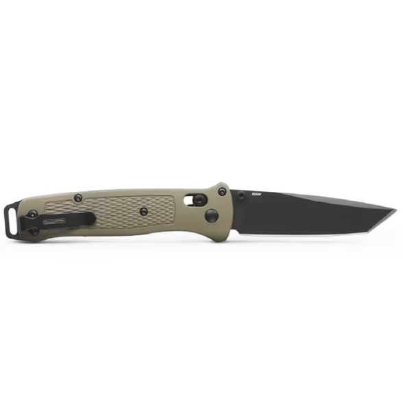 BENCHMADE 537BK-06 BAILOUT – GRAPHITE BLACK CERAKOTE CPM-S30V JAPANESE PROFILE TANTO BLADE – RANGER GREEN GRIVORY HANDLE – MADE IN USA