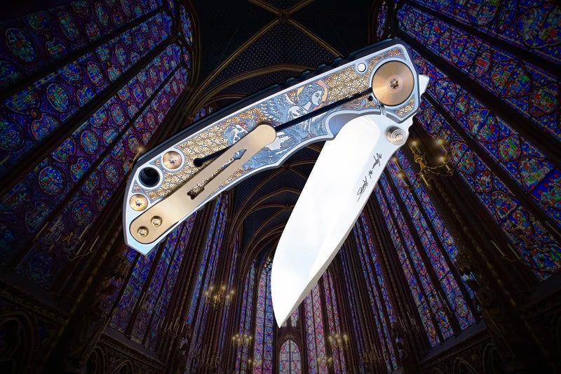 SPARTAN BLADES HARSEY FOLDER ANGEL 2025 SPECIAL EDITION SF5ANGL – SATIN MAGNACUT SPEAR POINT BLADE – ENGRAVED TI HANDLE – MADE IN USA