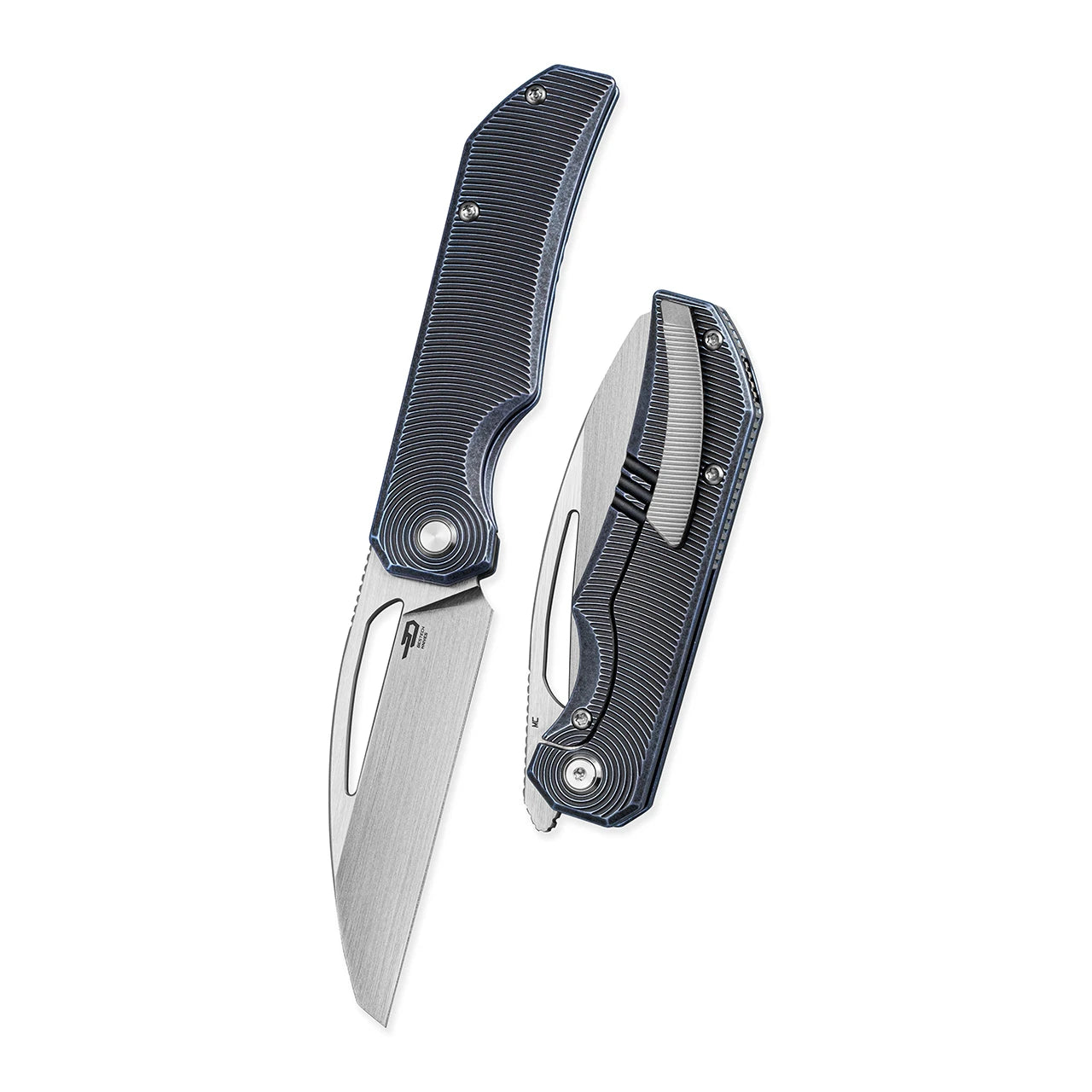 BESTECH MINI TAIPAN FRAME LOCK BT2603D – HAND RUBBED SATIN CPM-MAGNACUT SHEEPSFOOT BLADE – MILLED BLUE/BLACK TITANIUM HANDLE – MADE IN CHINA