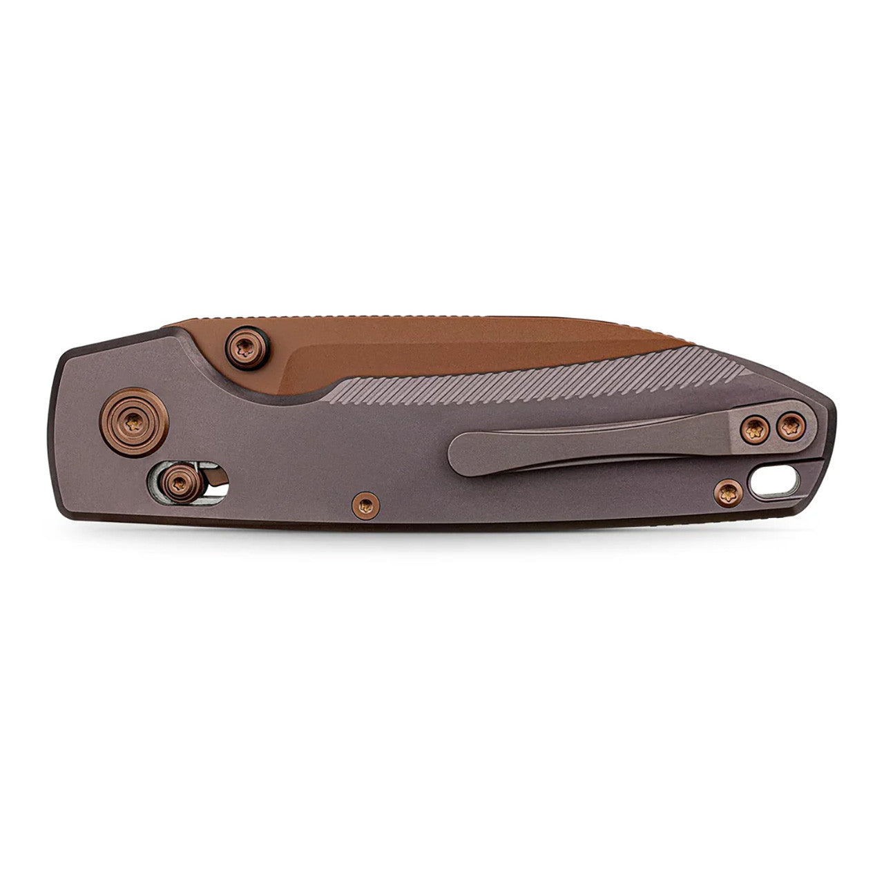 VOSTEED RACCOON TISLIM VOSA4503 – COPPER DUNE 154CM DROP POINT BLADE – REDDISH PURPLE TITANIUM HANDLE – CROSSBAR LOCK – MADE IN CHINA