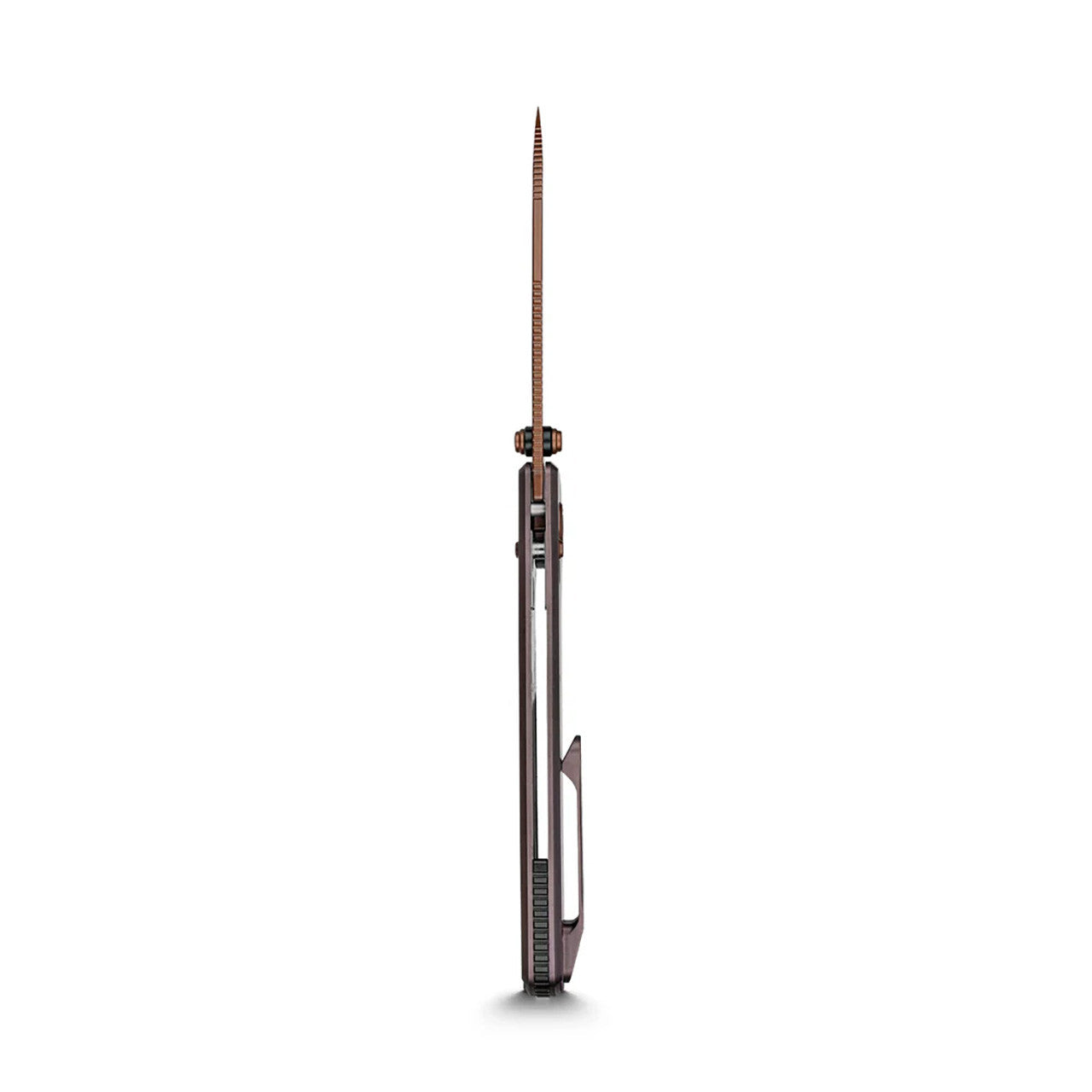 VOSTEED RACCOON TISLIM VOSA4503 – COPPER DUNE 154CM DROP POINT BLADE – REDDISH PURPLE TITANIUM HANDLE – CROSSBAR LOCK – MADE IN CHINA