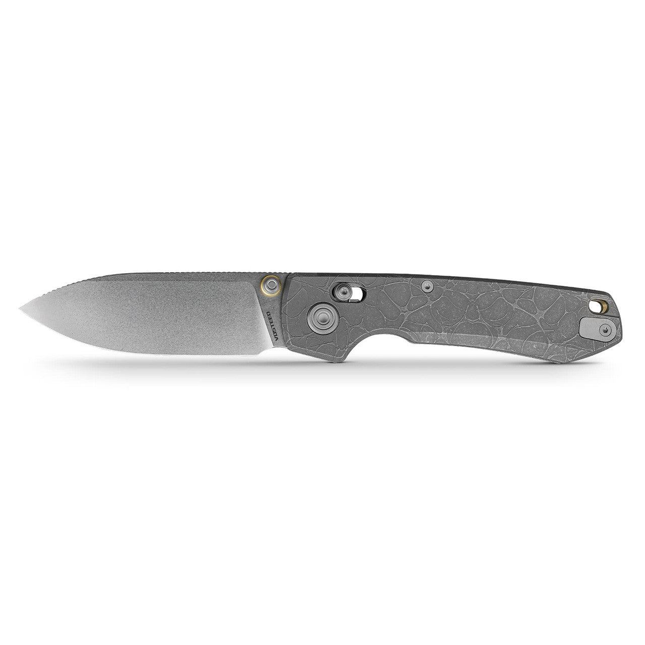 VOSTEED RACCOON TISLIM VOSA4506 – STONEWASH CPM S35VN DROP POINT BLADE – ACID ETCHED TITANIUM HANDLE – CROSSBAR LOCK – MADE IN CHINA