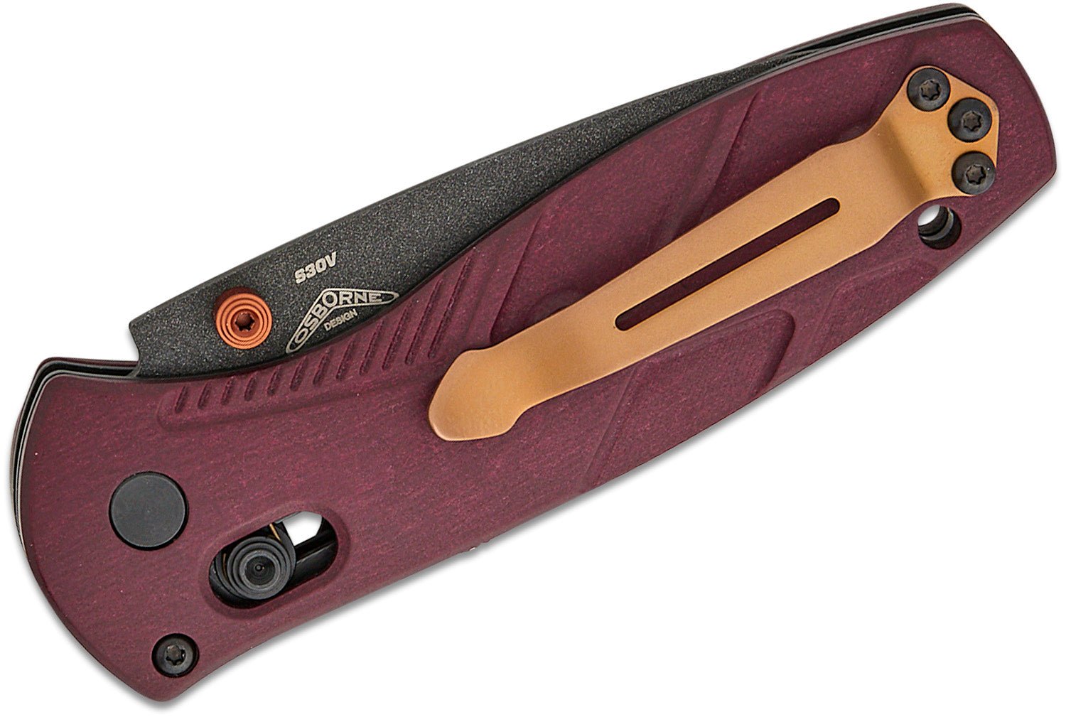 BENCHMADE MINI BARRAGE 585BK‑04 – CPM‑S30V DROP POINT BLADE – REDSTONE RICHLITE – MADE IN USA