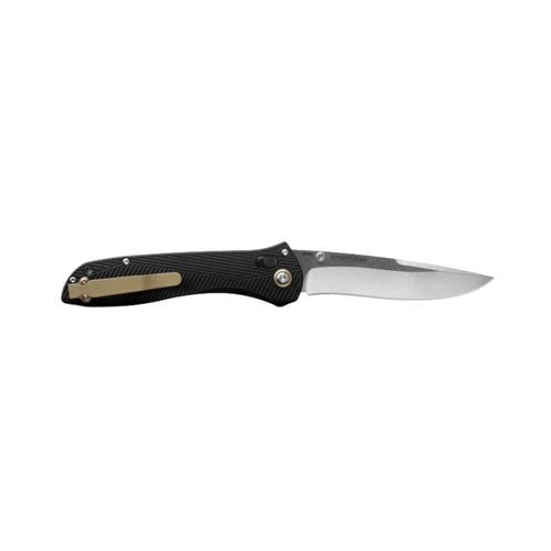 BENCHMADE MCHENRY & WILLIAMS COLLABORATION 710-25 – STONEWASH M390 DROP POINT BLADE – BLACK ALUMINUM HANDLE – MADE IN USA