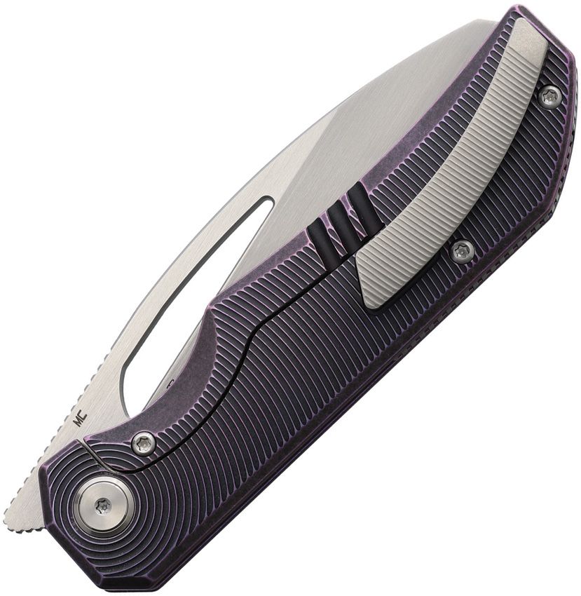 BESTECH TAIPAN FRAME LOCK BT2503H – SATIN CPM-MAGNACUT SHEEPSFOOT BLADE – PURPLE TITANIUM HANDLE – MADE IN CHINA