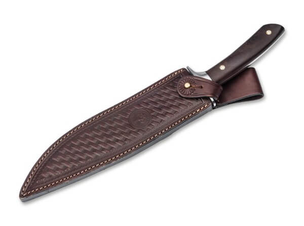 BOKER 02BA595GX ARBOLITO TORO GX ACX390 STEEL GUAYACAN WOOD HANDLE FIXED BLADE KNIFE W/SHEATH.