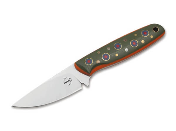 BOKER PLUS 02BO031 THE BROOK VG10 STEEL JOE MANGIAFICO G10 HANDLE FIXED BLADE KNIFE W/SHEATH.