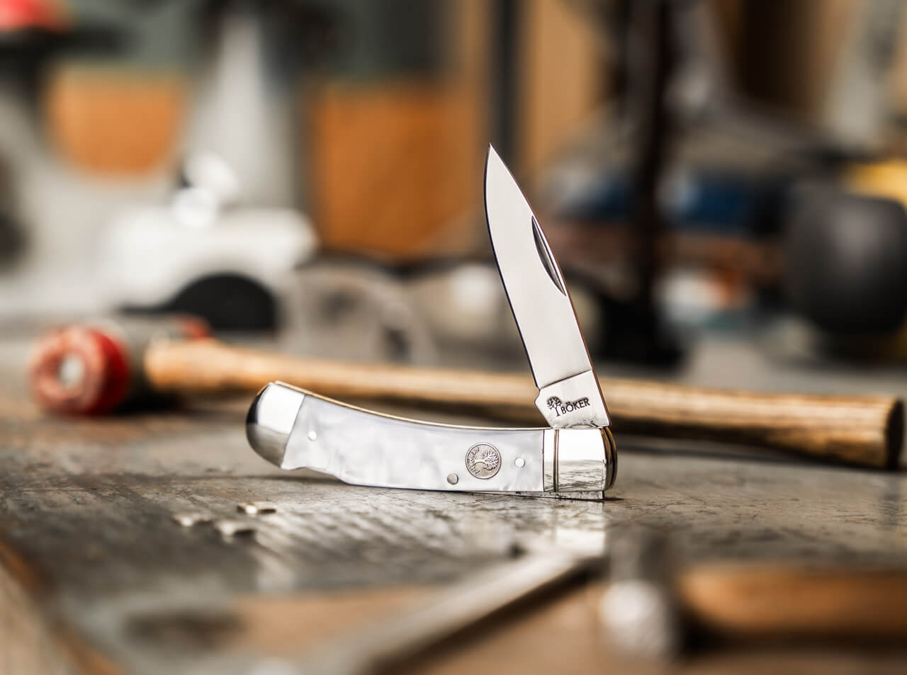 BOKER TRADITIONAL SERIES 2.0 COPPERHEAD LOCKBACK FOLDING KNIFE 2.75" D2 CLIP POINT BLADE, FAUX MOTHER OF PEARL HANDLES - 110877 - S&R Knives Inc.