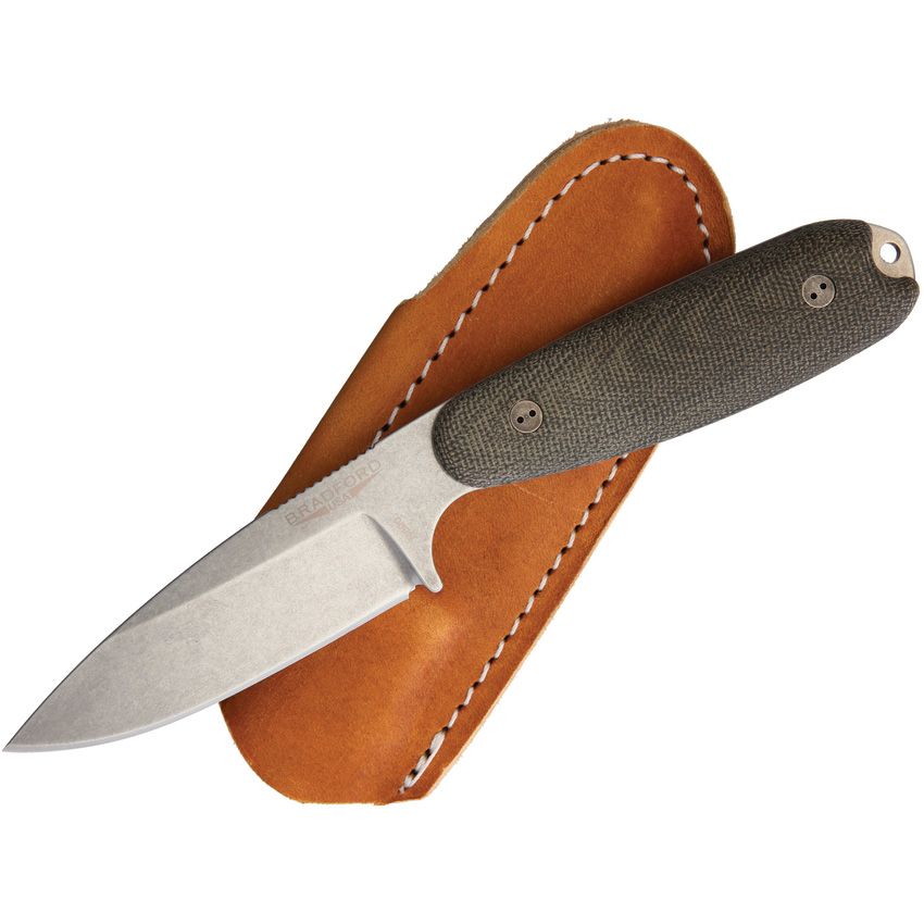 BRADFORD KNIVES BRAD35S102 GUARDIAN 3.5 SABRE GREEN CAVAS MICARTA N690 FIXED BLADE KNIFE W/SHEATH.