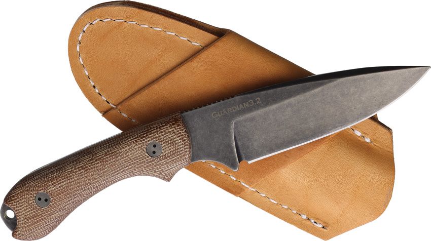 BRADFORD GUARDIAN 3.2 BRAD32FE104NA – NIMBUS AEB-L FALSE EDGE BLADE – 3D NATURAL CANVAS MICARTA HANDLE – FIXED BLADE – MADE IN THE USA