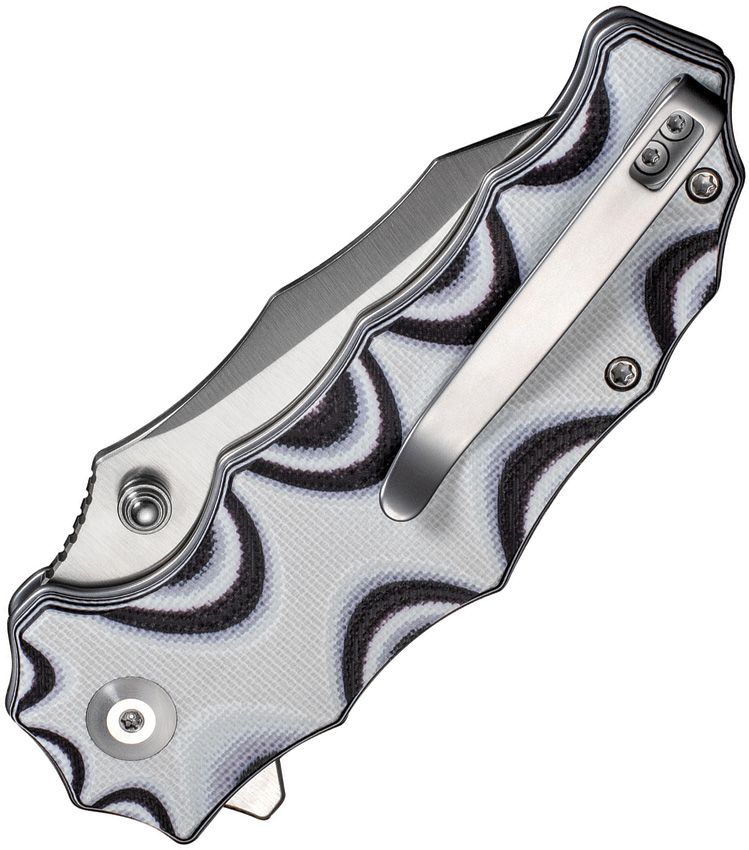 CIVIVI NATTERJACK C24028-3 – SATIN 14C28N CLIP POINT BLADE – WHITE/BLACK SCULPTED G10 HANDLE – MADE IN CHINA