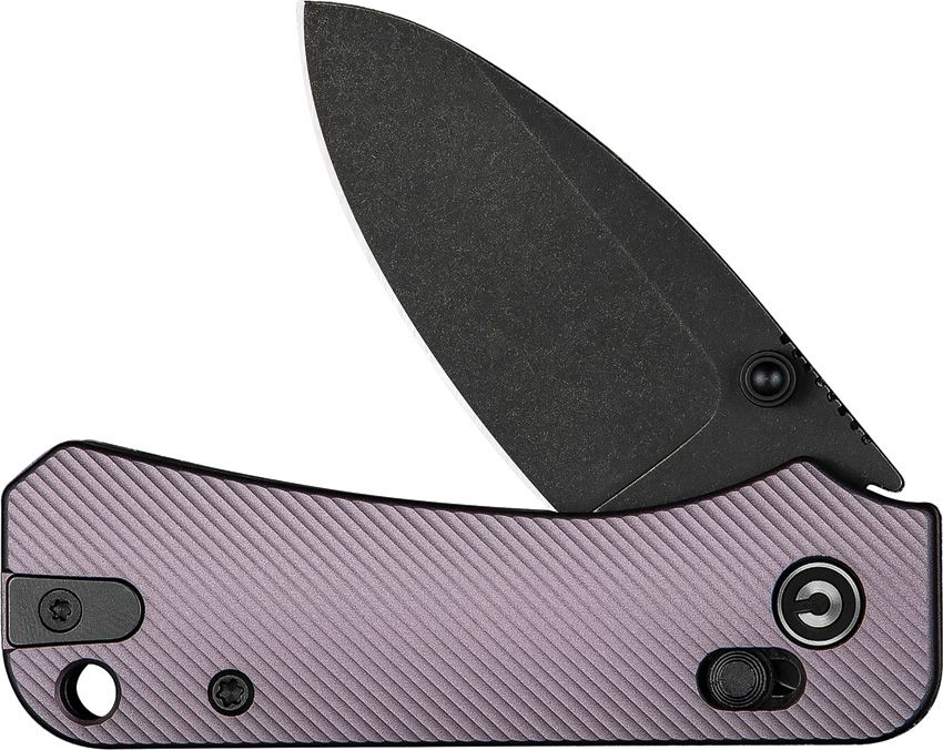 CIVIVI BABY BANTER 2 C23074-2 – NITRO-V BLACK STONEWASHED BLADE – PURPLE MACHINED ALUMINUM HANDLE – CROSSBAR LOCK – MADE IN CHINA