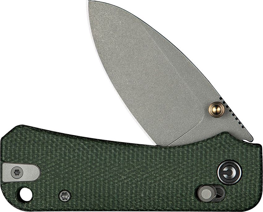 CIVIVI BABY BANTER 2 CIVC230743 – NITRO-V STONEWASHED BLADE – GREEN CANVAS MICARTA HANDLE – CROSSBAR LOCK – MADE IN CHINA