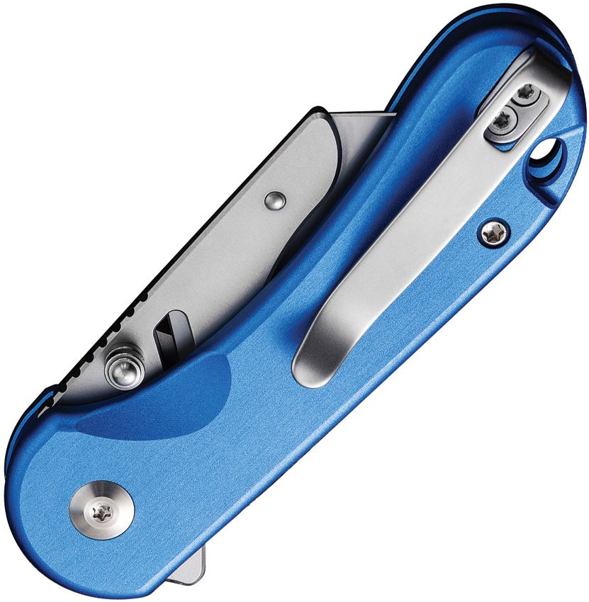 CIVIVI ELEMENTUM UTILITY BUTTON LOCK C23039B-2 – STONEWASH REPLACEABLE BLADE – BLUE ALUMINUM HANDLE – MADE IN CHINA