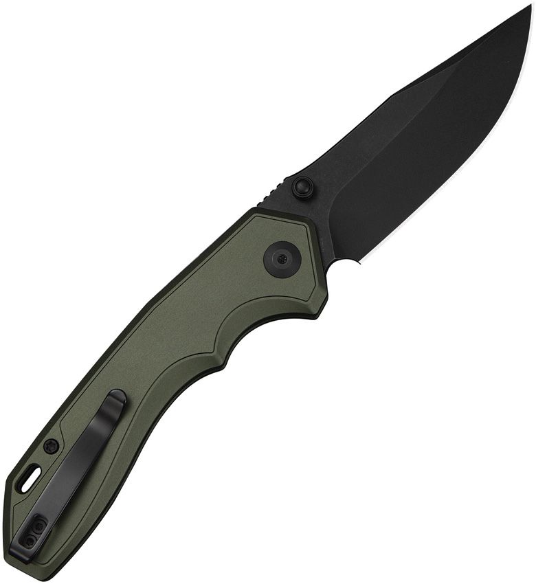 CIVIVI ELITE BROVA TOP LINER LOCK CE25093-3 – BLACK STONEWASH CPM-S35VN CLIP POINT BLADE – FOREST GREEN CHAMFERED ALUMINUM HANDLE – MADE IN CHINA