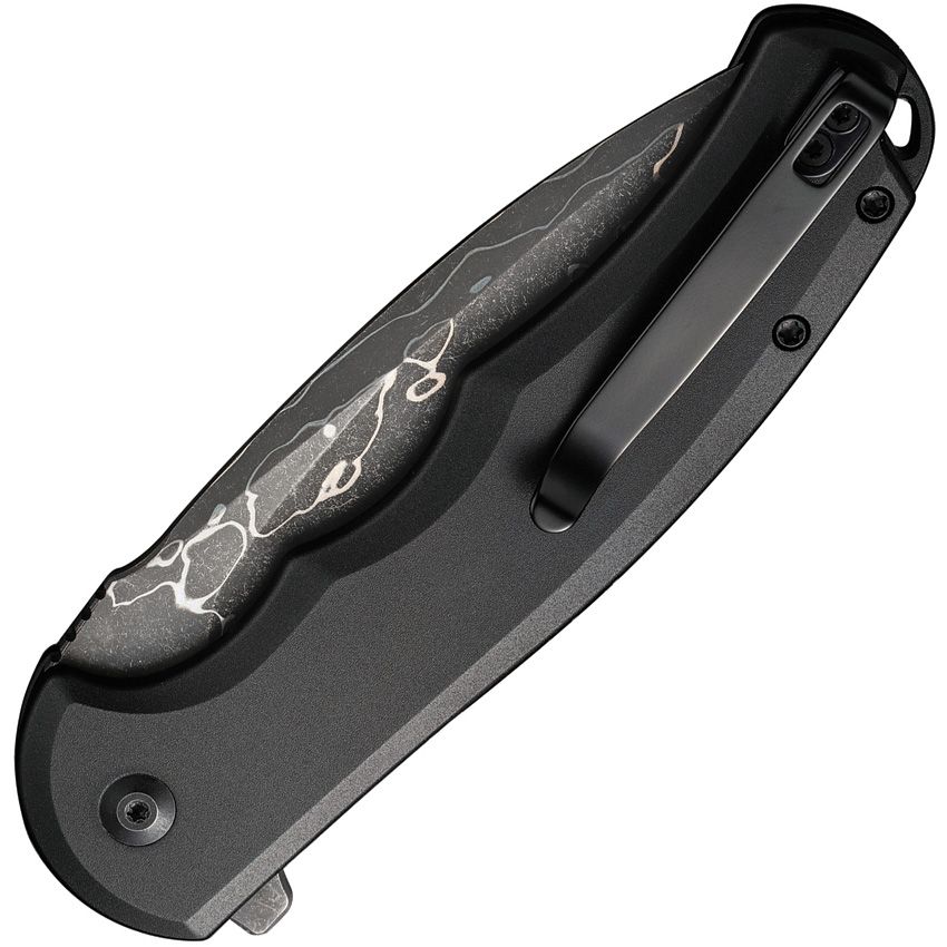 CIVIVI PRAXIS BUTTON LOCK C18026E-DS1 – DAMASCUS BLADE – BLACK ALUMINUM HANDLE – BUTTON LOCK – MADE IN CHINA