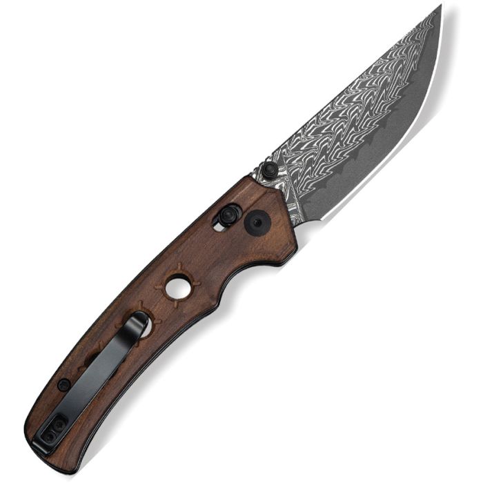 CIVIVI KNIVES NOCTIS CROSSBAR LOCK FOLDING KNIFE 2.98" DAMASCUS DROP POINT BLADE, GUIBOURTIA WOOD HANDLES, REVERSIBLE CLIP - C24020C-DS1 - S&R Knives Inc.