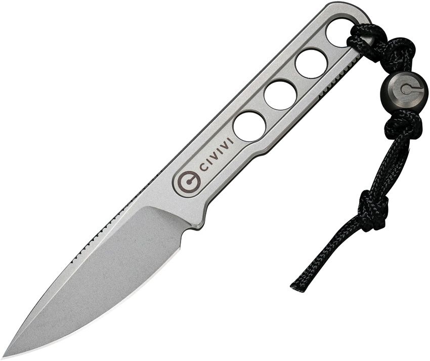 CIVIVI KNIVES OSTAP HEL CIRCULUS POCKET FIXED BLADE KNIFE 1.96" 10CR15COMOV STONEWASHED BLADE AND SKELETONIZED HANDLE, KYDEX SHEATH - C22012-2 - S&R Knives Inc.