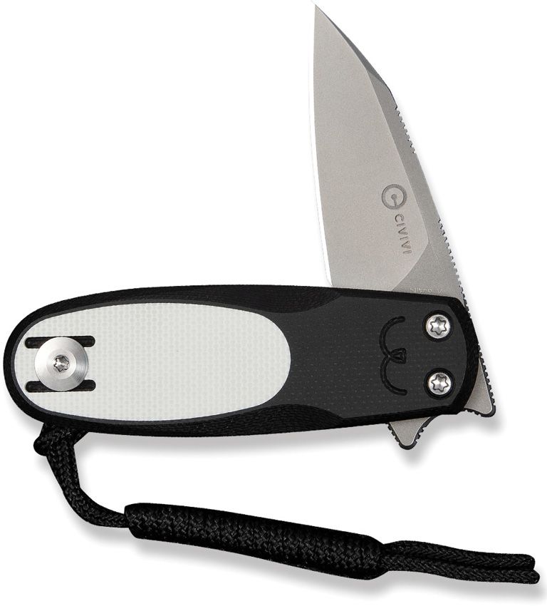 CIVIVI PURR C25054-2 – SATIN NITRO-V REVERSE TANTO BLADE – BLACK & WHITE G10 HANDLE – DOUBLE DETENT SLIPJOINT – MADE IN CHINA