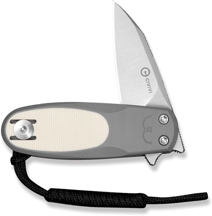 CIVIVI PURR C25054-1 – SATIN NITRO-V REVERSE TANTO BLADE – GRAY & IVORY G10 HANDLE – DOUBLE DETENT SLIPJOINT – MADE IN CHINA