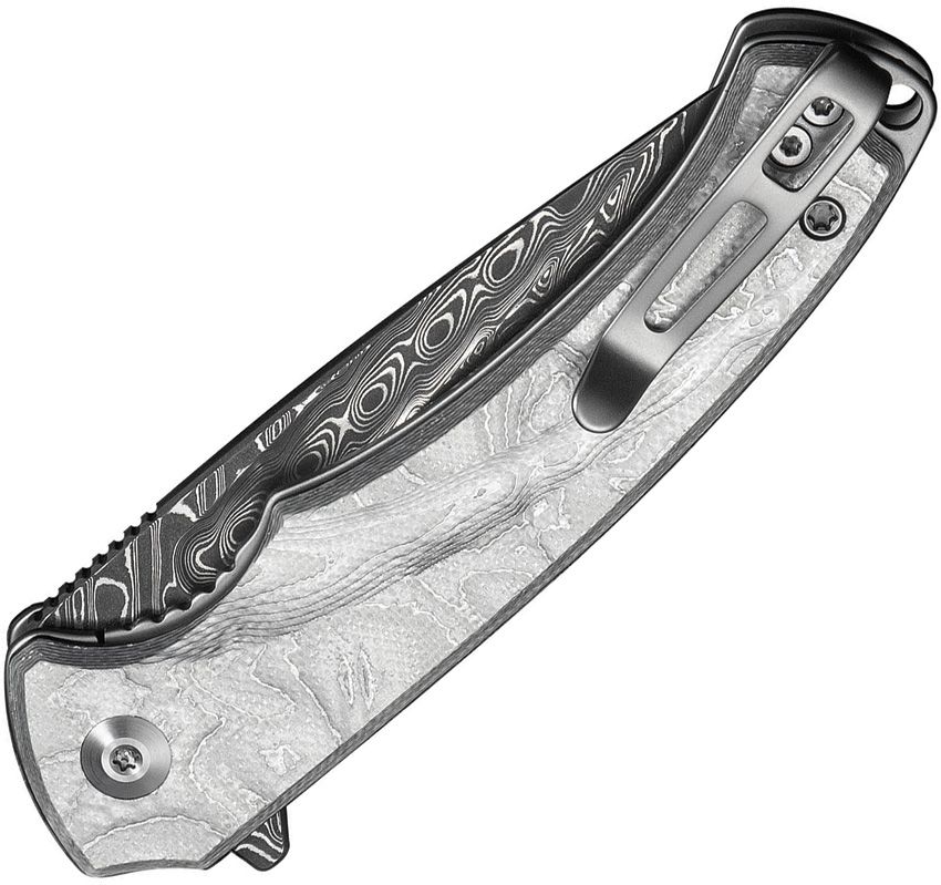 CIVIVI VOIDFLARE C24040-DS1 – ACID ETCHED DAMASCUS DROP POINT BLADE – ALUMINUM FOIL G10 HANDLE – MADE IN CHINA