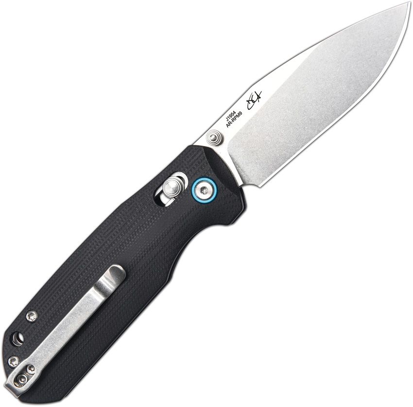 CJRB MAXIMAL CROSSBAR LOCK J1954BK – STONEWASH AR-RPM9 DROP POINT BLADE – BLACK G10 HANDLE – MADE IN CHINA