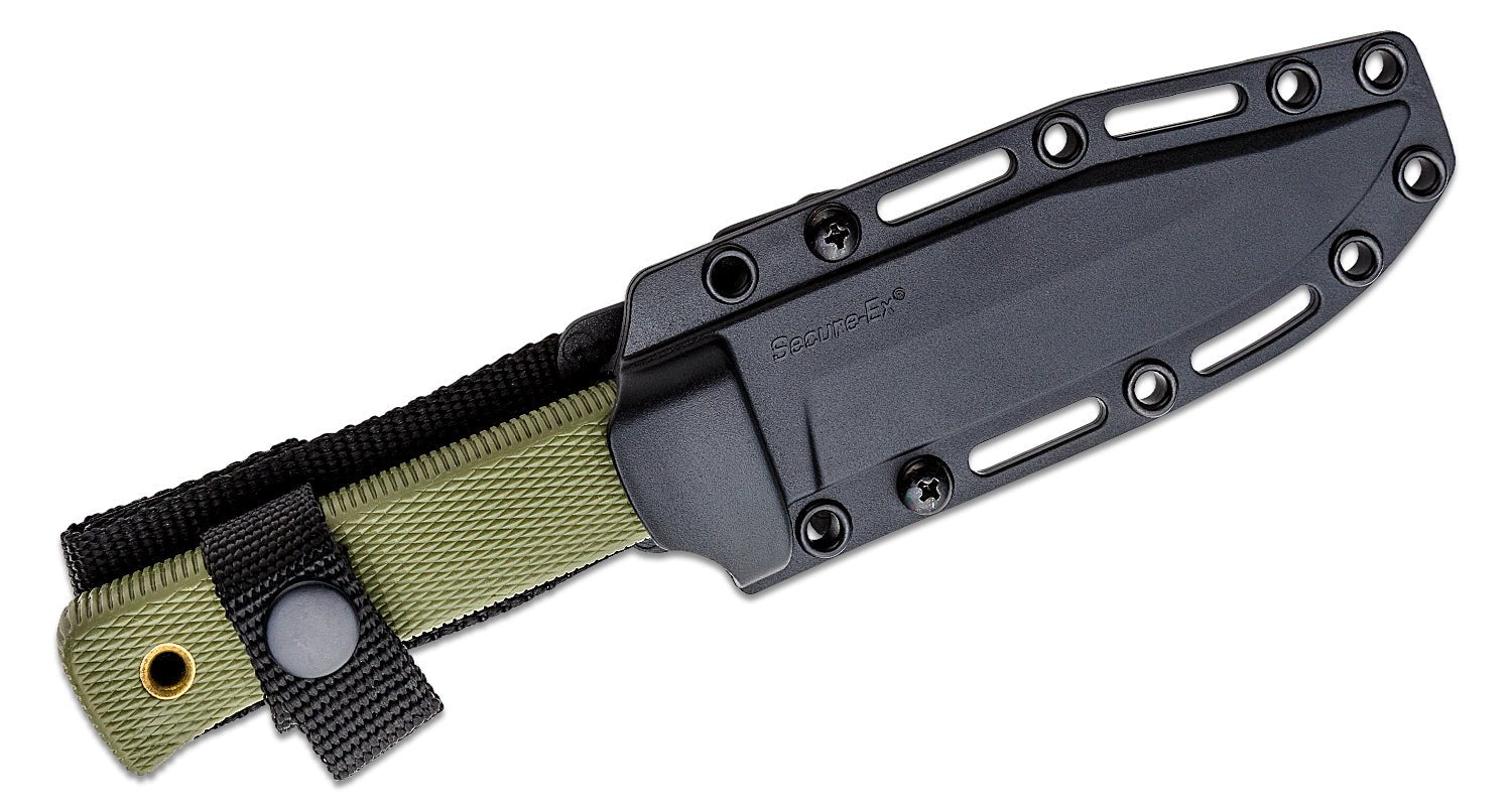 COLD STEEL SRK COMPACT 49LCKD-ODBK – BLACK COATED SK-5 CARBON STEEL BLADE – OD GREEN KRAY-EX HANDLE – MADE IN TAIWAN