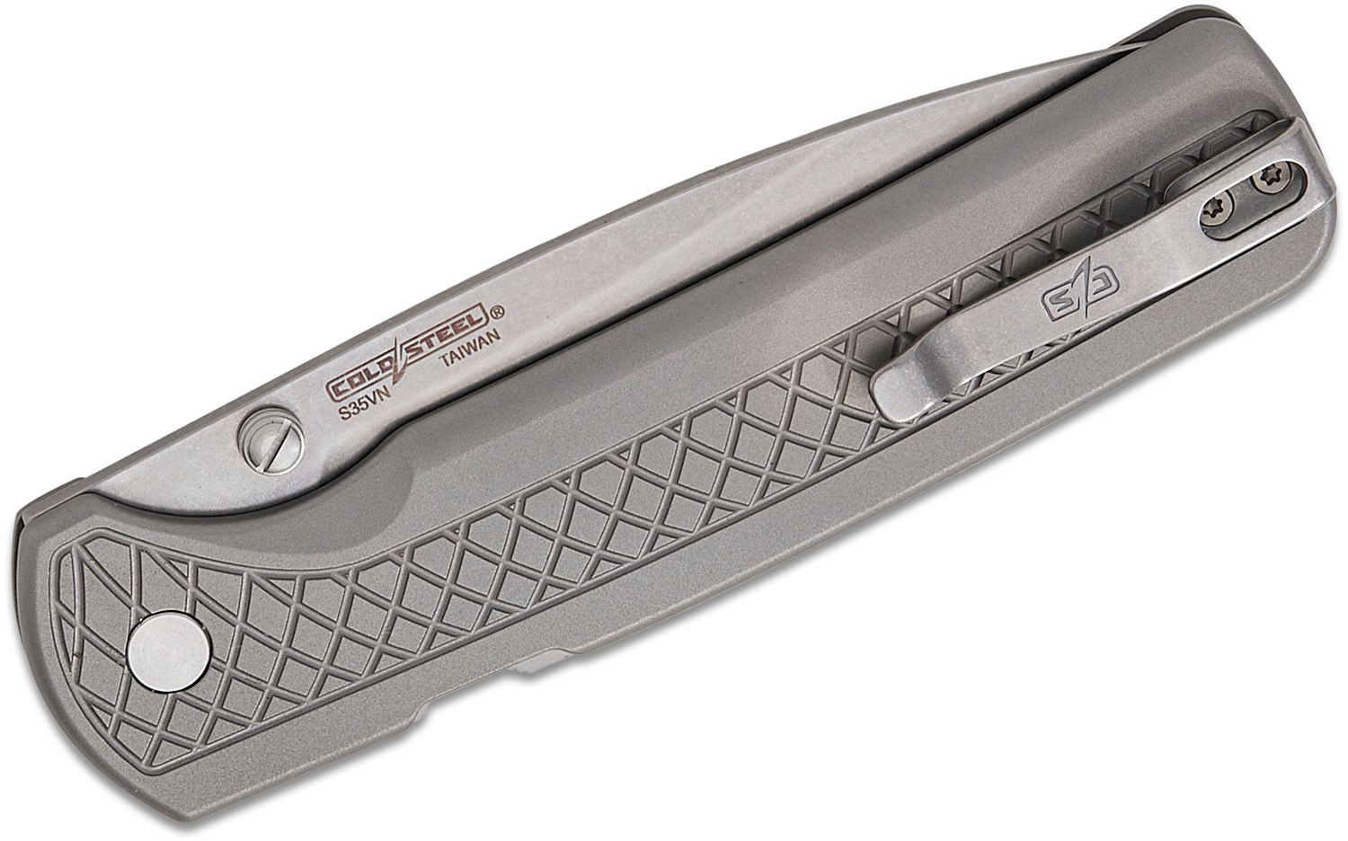 COLD STEEL FM1 CSFL35FMASA FOLDING KNIFE – CPM-S35VN DROP POINT BLADE – ATLAS LOCK – STONEWASHED TITANIUM HANDLE – MADE IN TAIWAN
