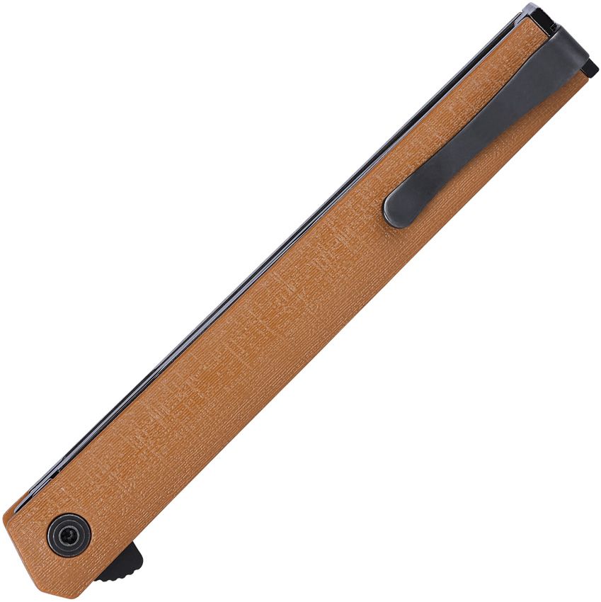 CRKT CEO FLIPPER – 7097DK – AUS-8 BLACK EDP DROP POINT BLADE, GLASS-REINFORCED BROWN NYLON HANDLE, LINER LOCK, MADE IN TAIWAN